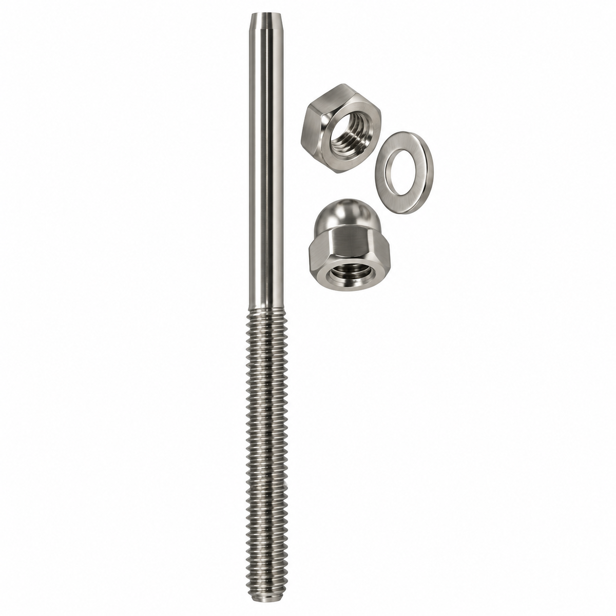 10 Pc Set T316 Stainless Steel Swage Threaded Stud End Fitting, Cable Rail Terminal for 1/8", 3/16", and 1/4" Cable
