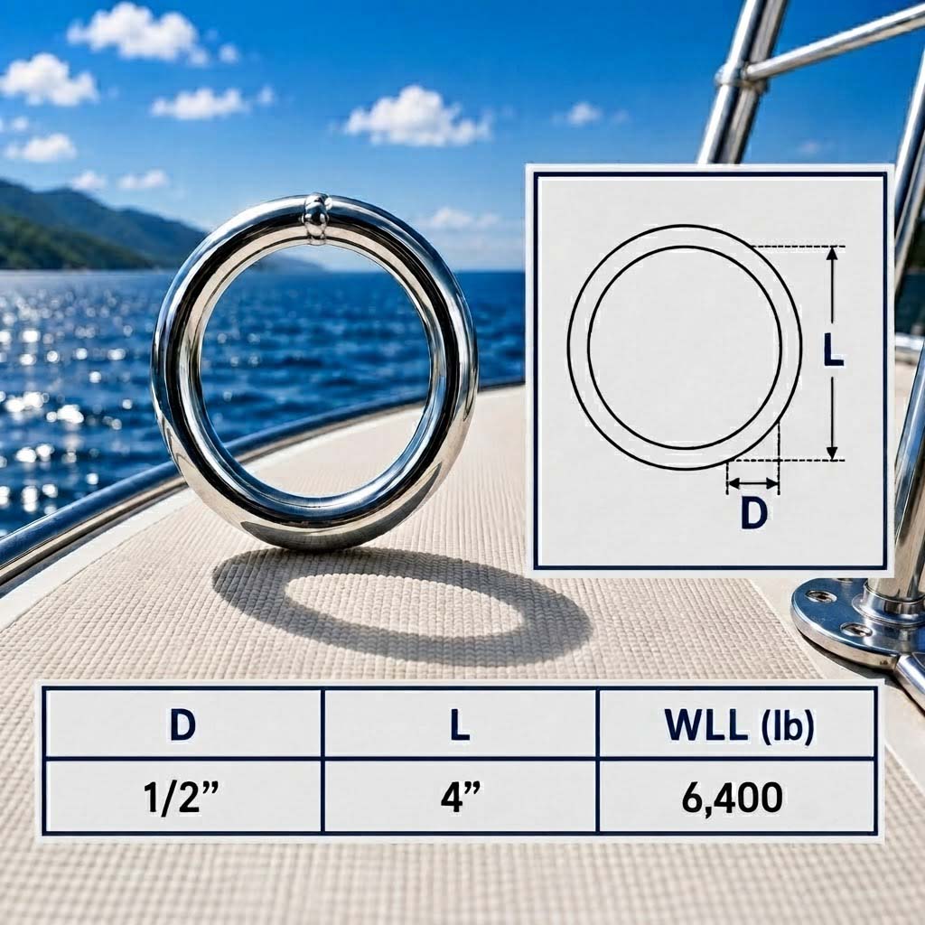 Marine Boat Stainless Steel Round Ring Link, Yacht Rigging Connector Ring for Rope, Chain, Cable, and Deck Hardware