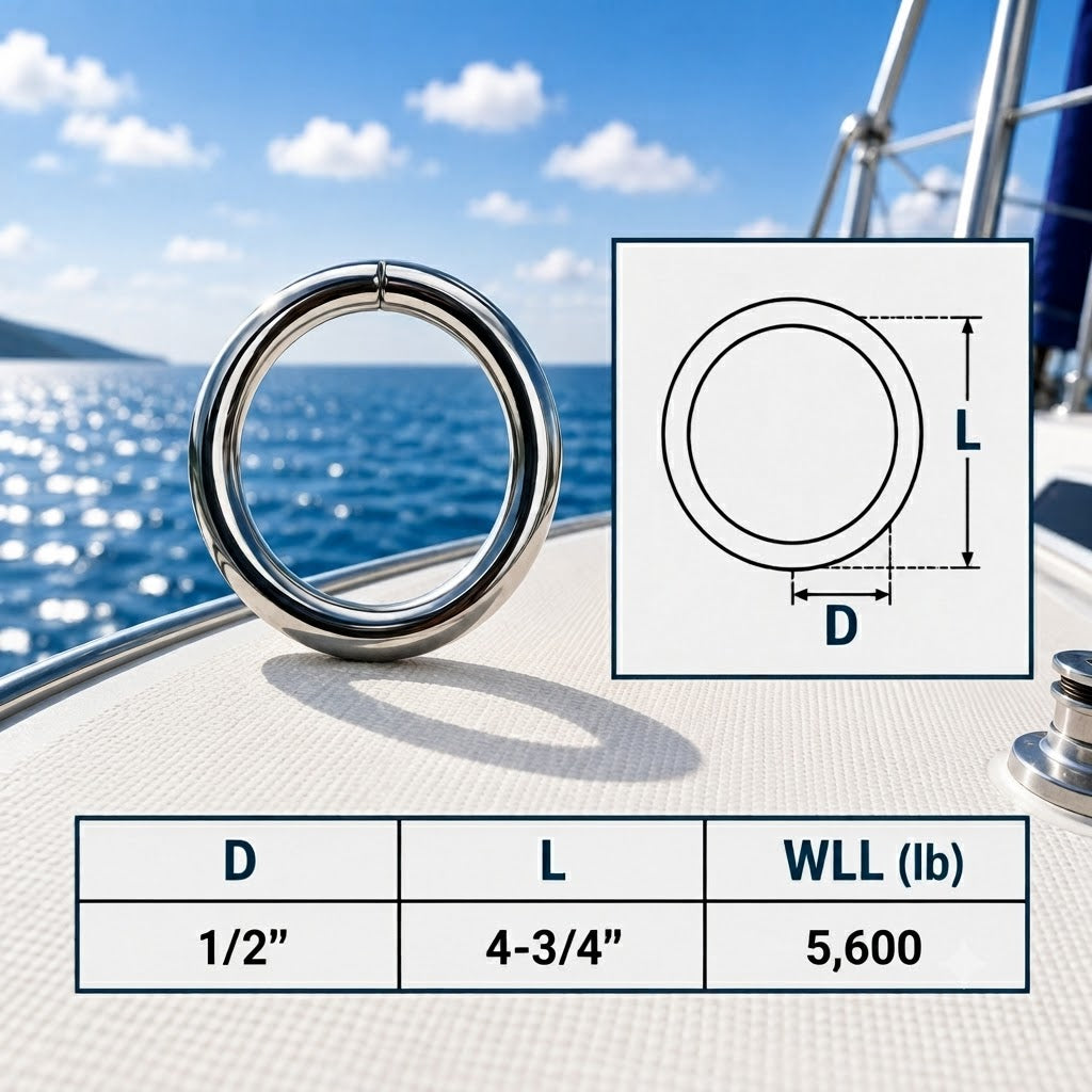 Marine Boat Stainless Steel Round Ring Link, Yacht Rigging Connector Ring for Rope, Chain, Cable, and Deck Hardware