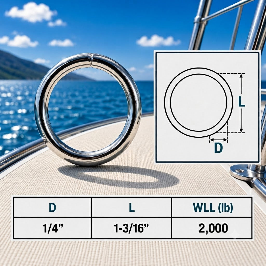 Marine Boat Stainless Steel Round Ring Link, Yacht Rigging Connector Ring for Rope, Chain, Cable, and Deck Hardware