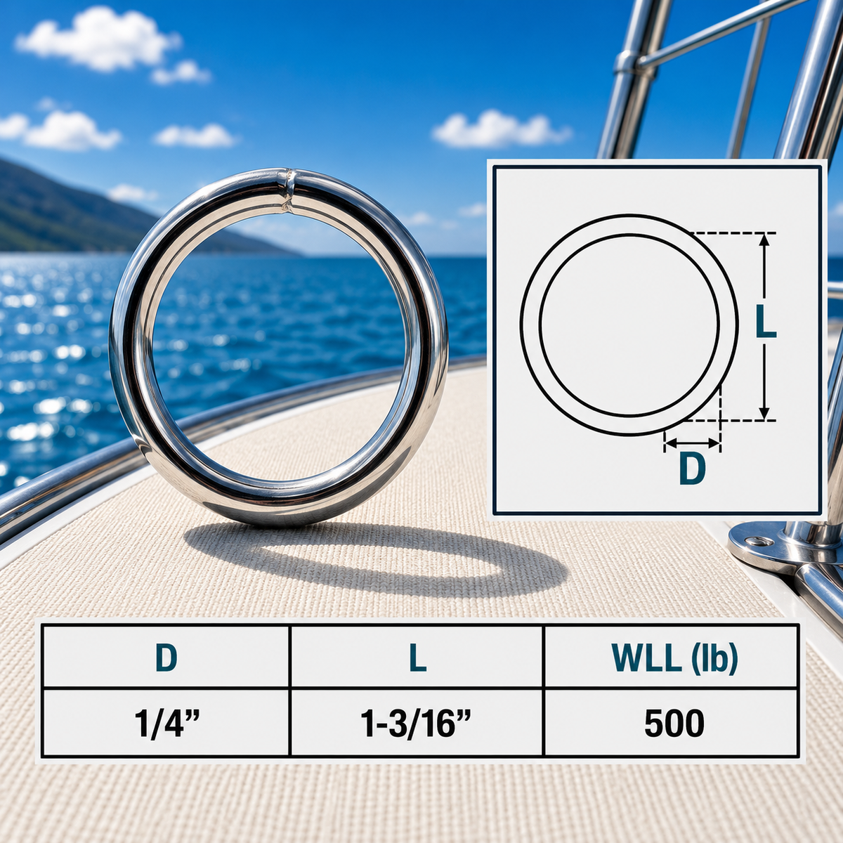 Marine Boat Stainless Steel Round Ring Link, Yacht Rigging Connector Ring for Rope, Chain, Cable, and Deck Hardware