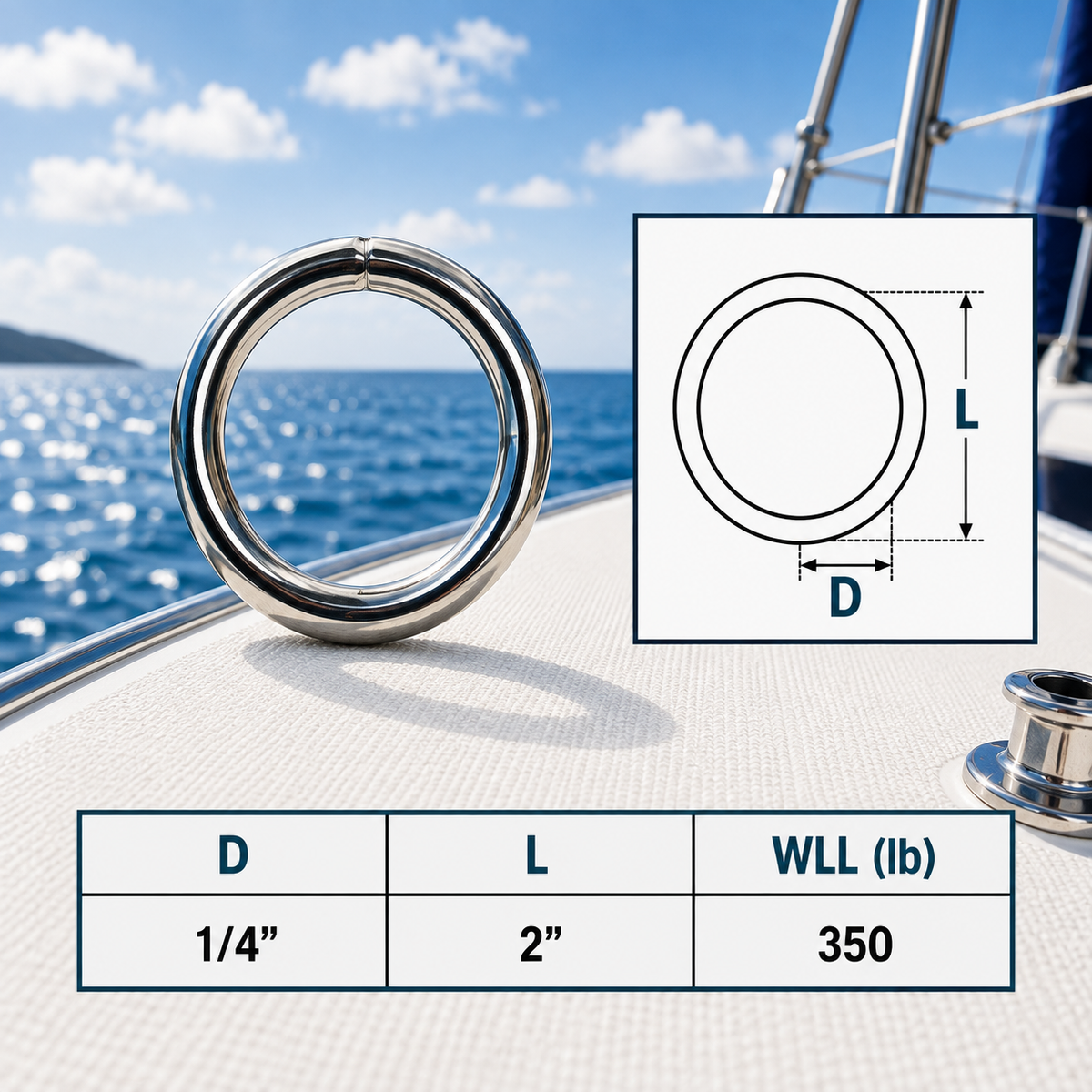 Marine Boat Stainless Steel Round Ring Link, Yacht Rigging Connector Ring for Rope, Chain, Cable, and Deck Hardware