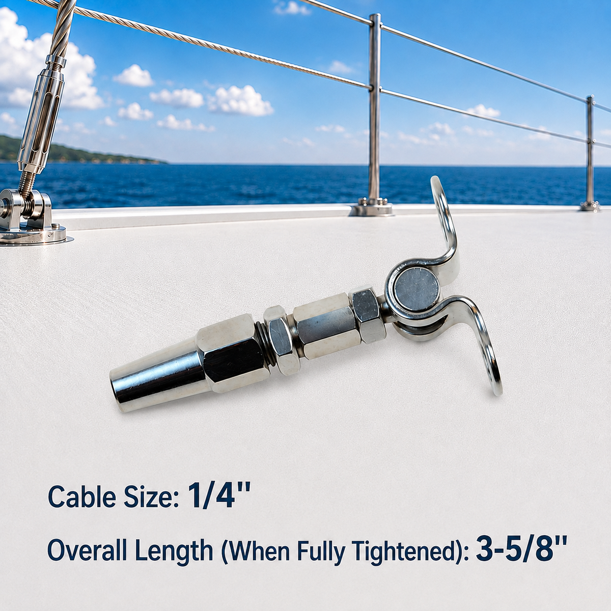 4 Pc Set Marine Stainless Steel Swageless Deck Toggle for Cable Rail, Wire Rope Railing Terminal Fitting for Deck, Stair, Balcony