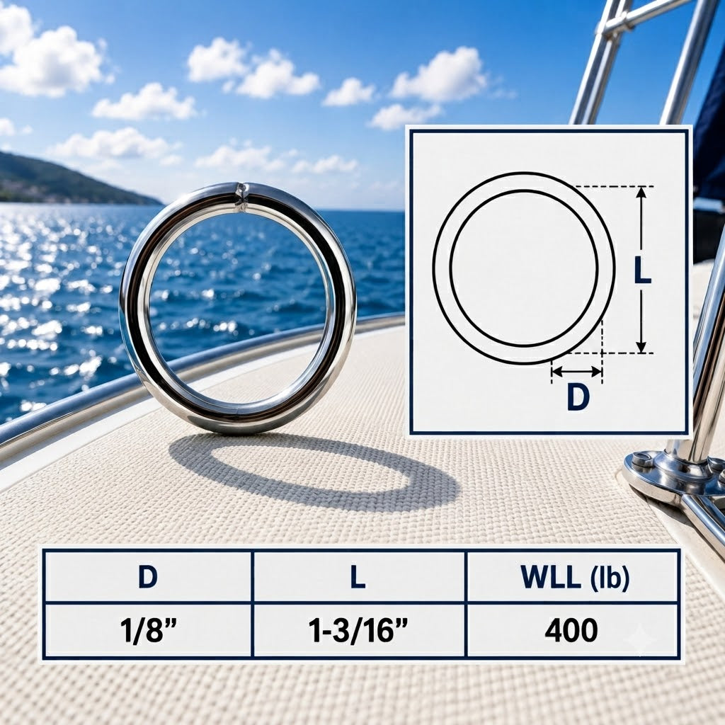Marine Boat Stainless Steel Round Ring Link, Yacht Rigging Connector Ring for Rope, Chain, Cable, and Deck Hardware