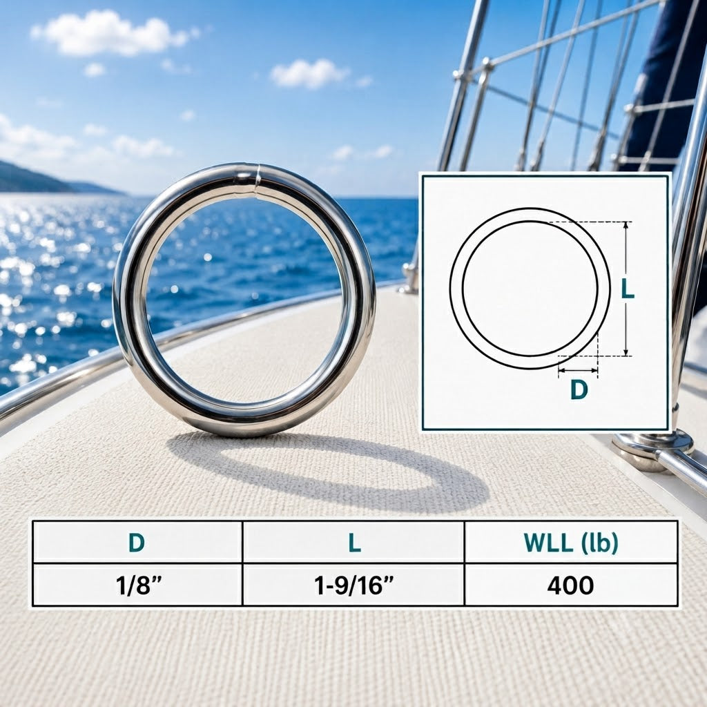 Marine Boat Stainless Steel Round Ring Link, Yacht Rigging Connector Ring for Rope, Chain, Cable, and Deck Hardware