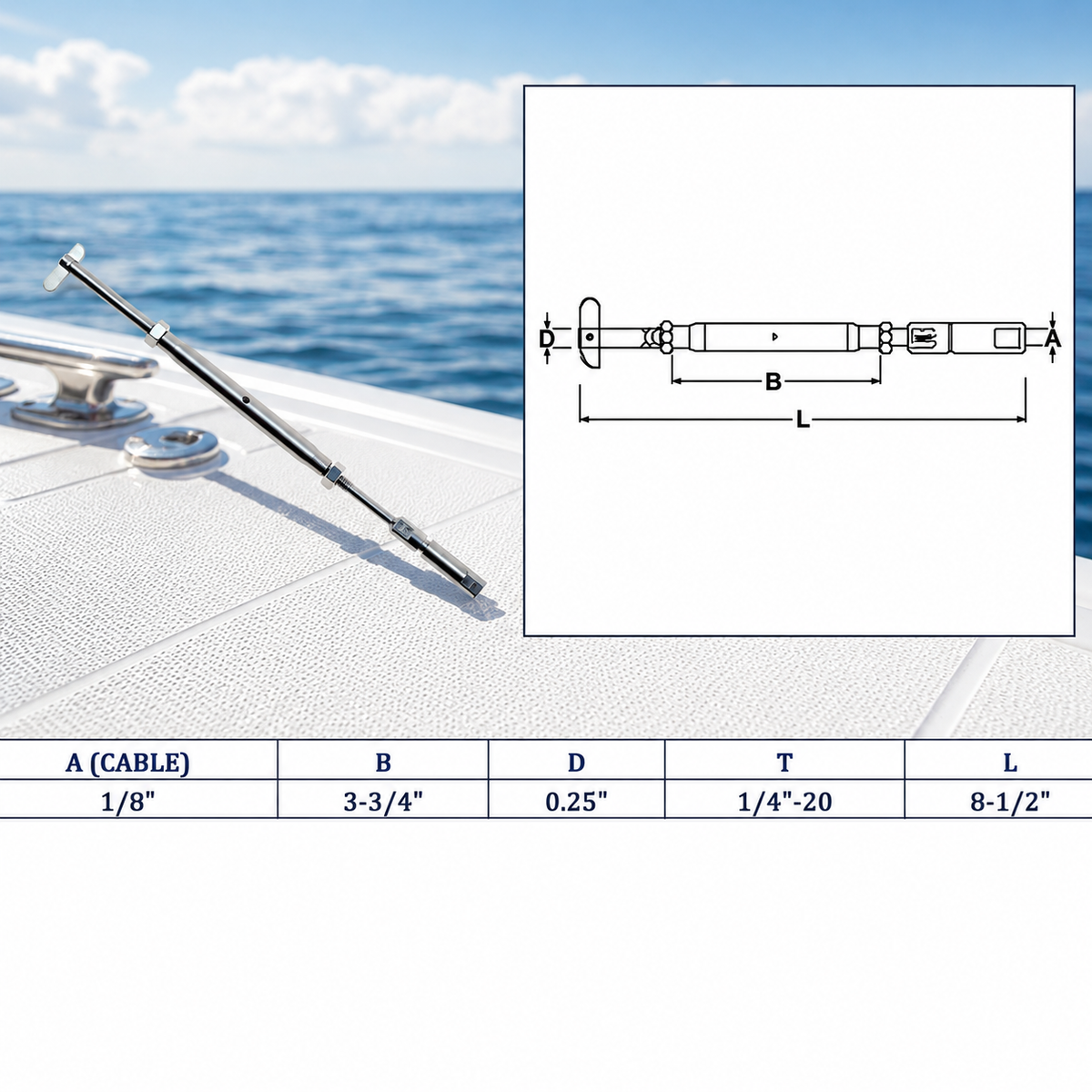 4 Pc Set Marine Boat Stainless Steel Swageless and Drop Pin Turnbuckle for Cable Wire Rope, Adjustable Railing Tensioner for Deck, Stair, Dock