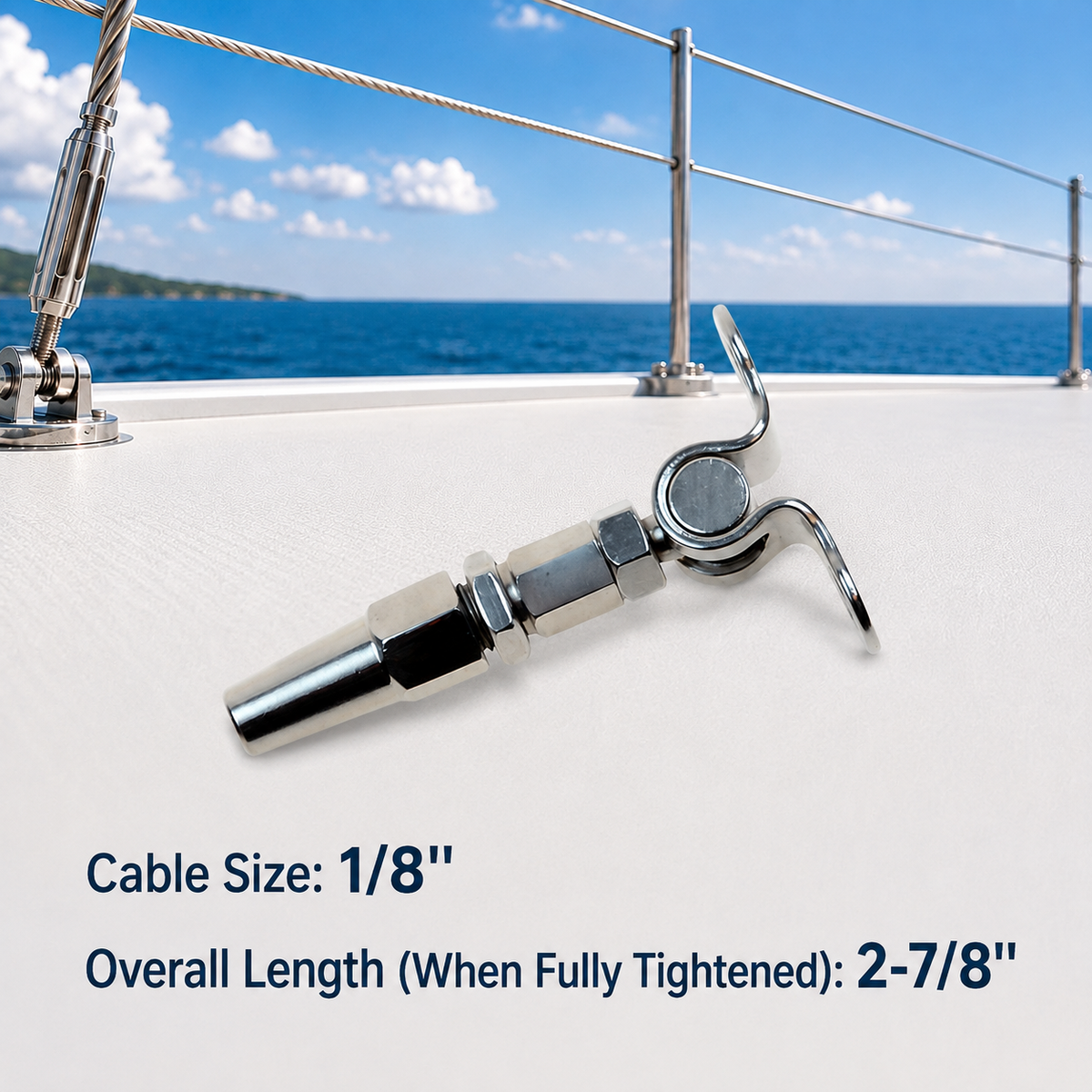 4 Pc Set Marine Stainless Steel Swageless Deck Toggle for Cable Rail, Wire Rope Railing Terminal Fitting for Deck, Stair, Balcony