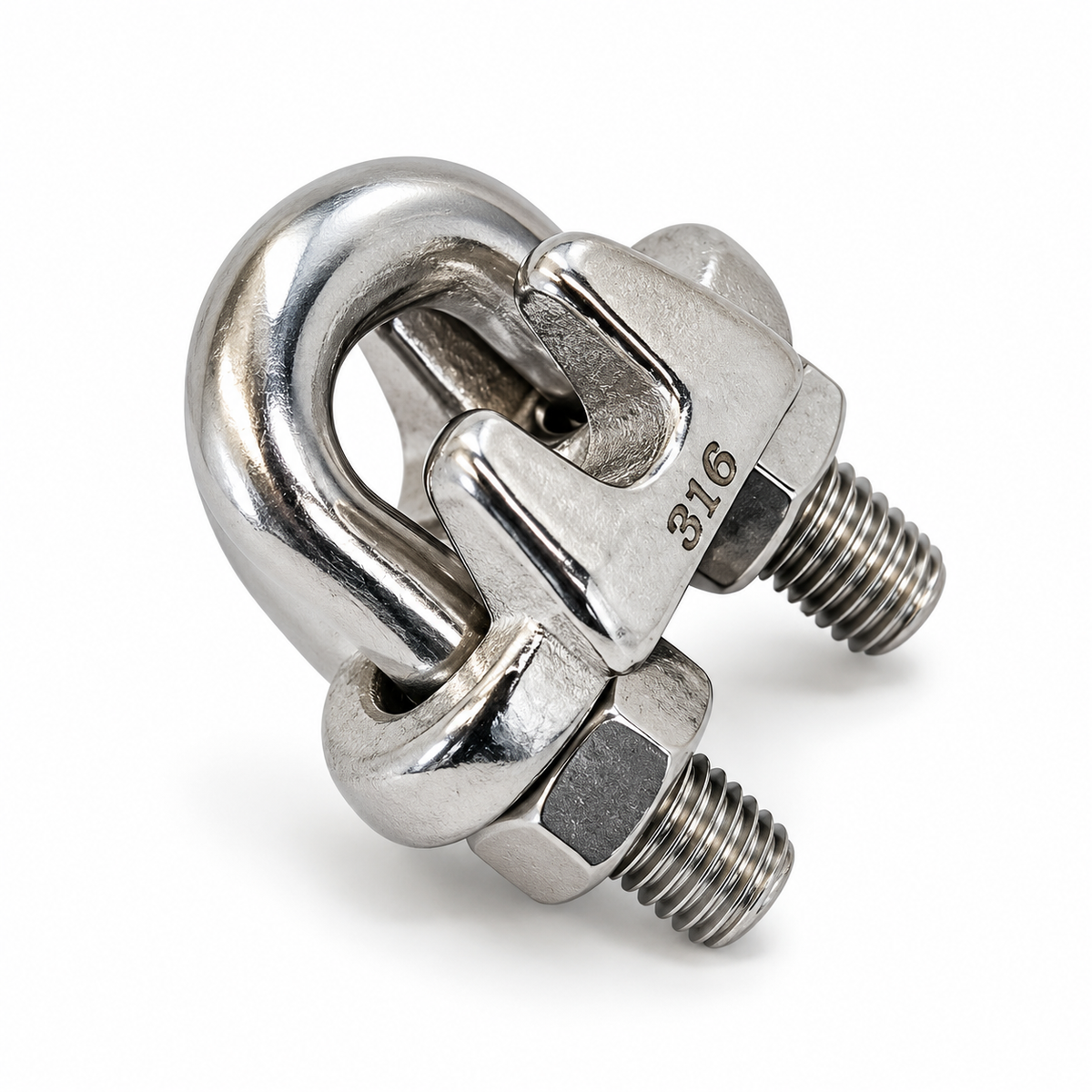 Marine 316 Stainless Steel Heavy Duty Wire Rope Clips, 1/8" to 1" Cable Clamp for Boat, Rigging, and Cable Systems