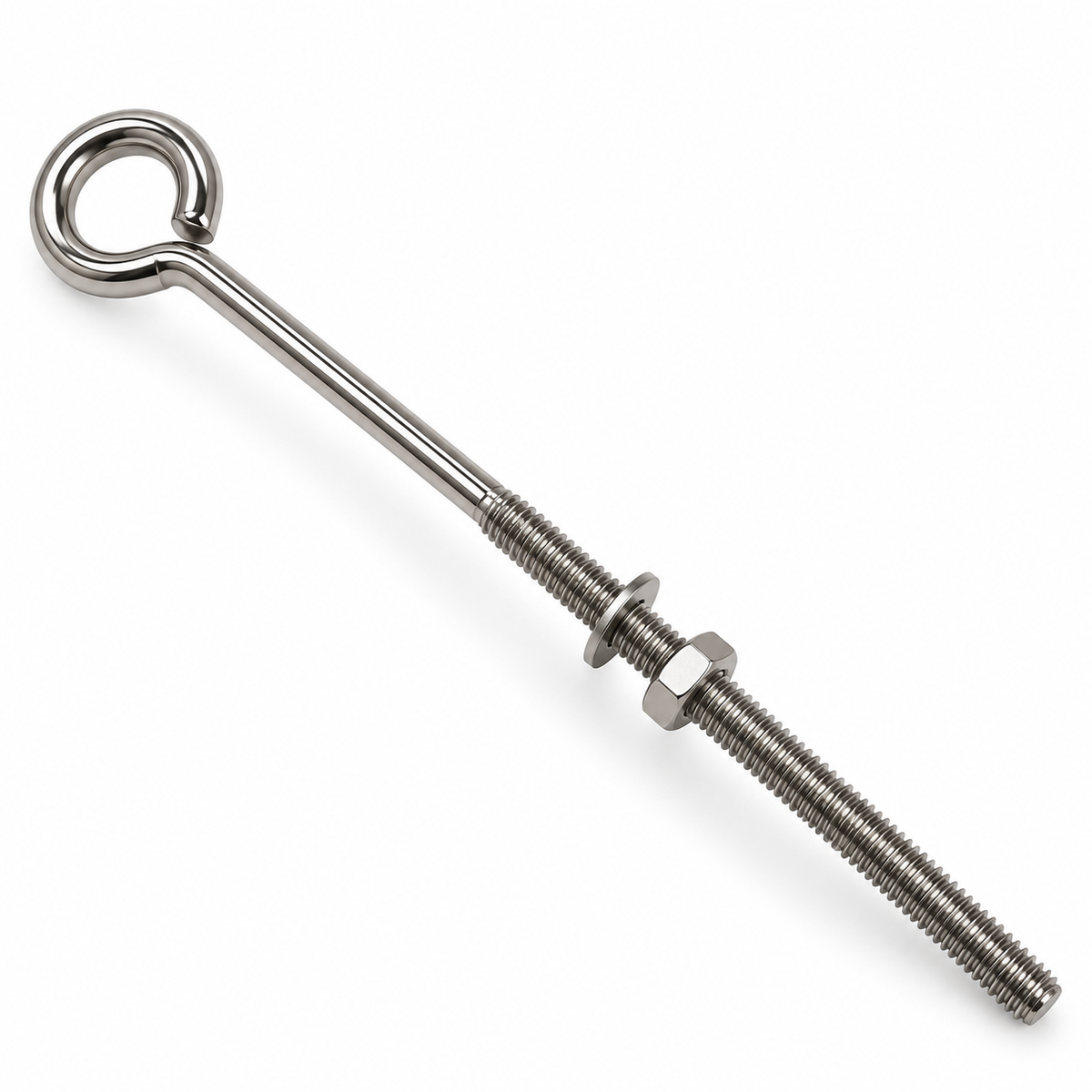 Marine Boat T316 Stainless Steel Turned Eye Bolt with Nut and Washer, Eye Bolt Hardware for Deck, Dock, and Rigging