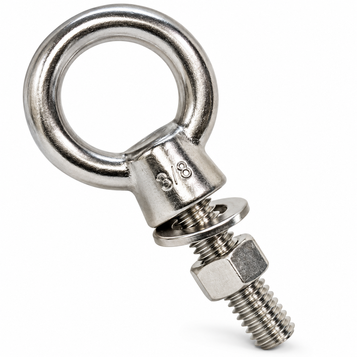 Stainless Steel T316 Marine Shoulder Eye Bolt, Fully Threaded 4", 6", and 12" Eye Bolt for Boat, Dock, and Rigging Use
