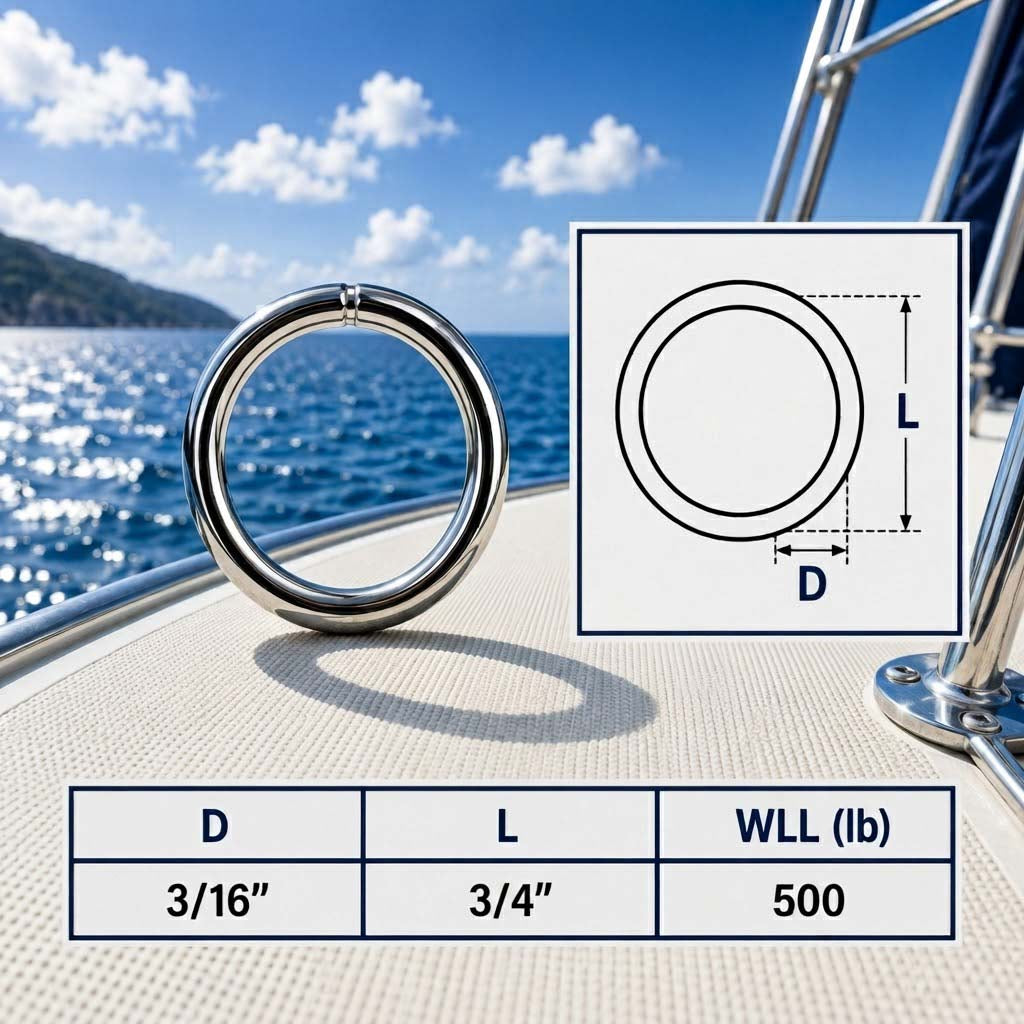 Marine Boat Stainless Steel Round Ring Link, Yacht Rigging Connector Ring for Rope, Chain, Cable, and Deck Hardware