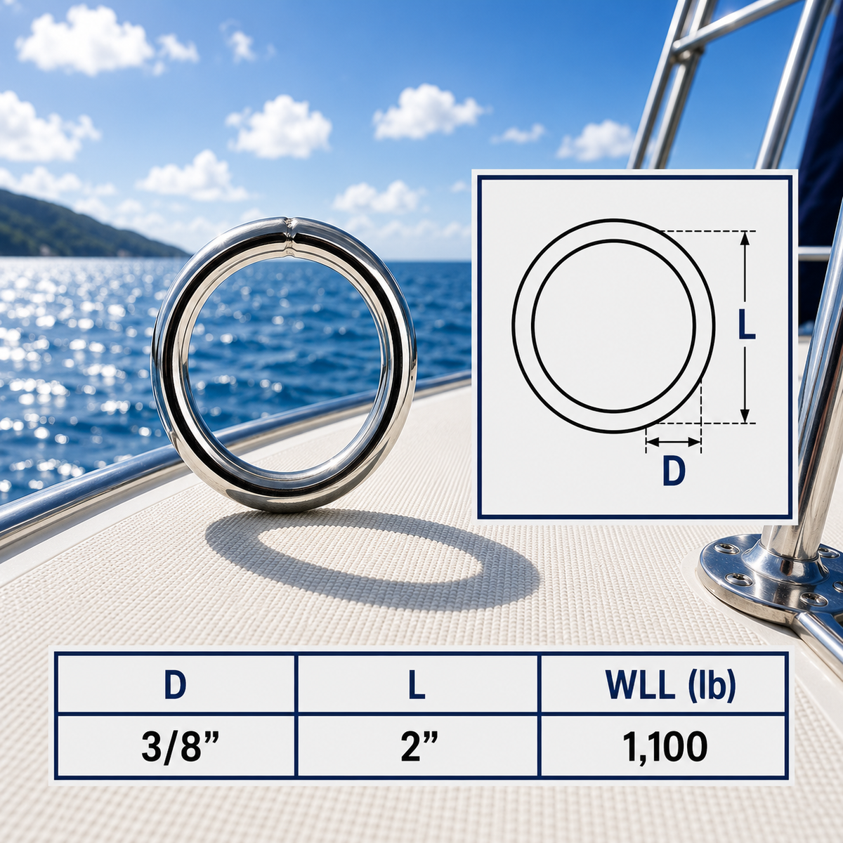 Marine Boat Stainless Steel Round Ring Link, Yacht Rigging Connector Ring for Rope, Chain, Cable, and Deck Hardware