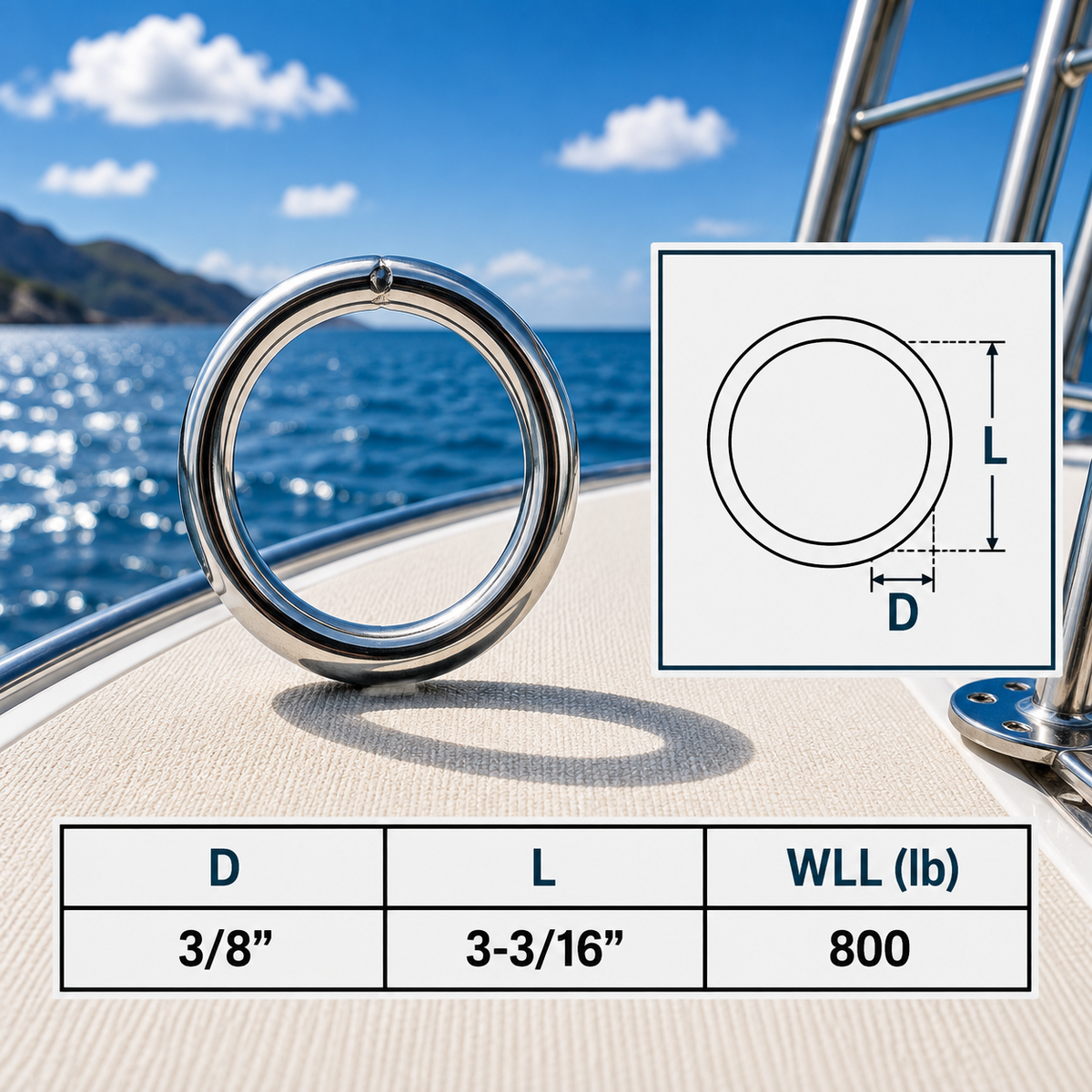 Marine Boat Stainless Steel Round Ring Link, Yacht Rigging Connector Ring for Rope, Chain, Cable, and Deck Hardware