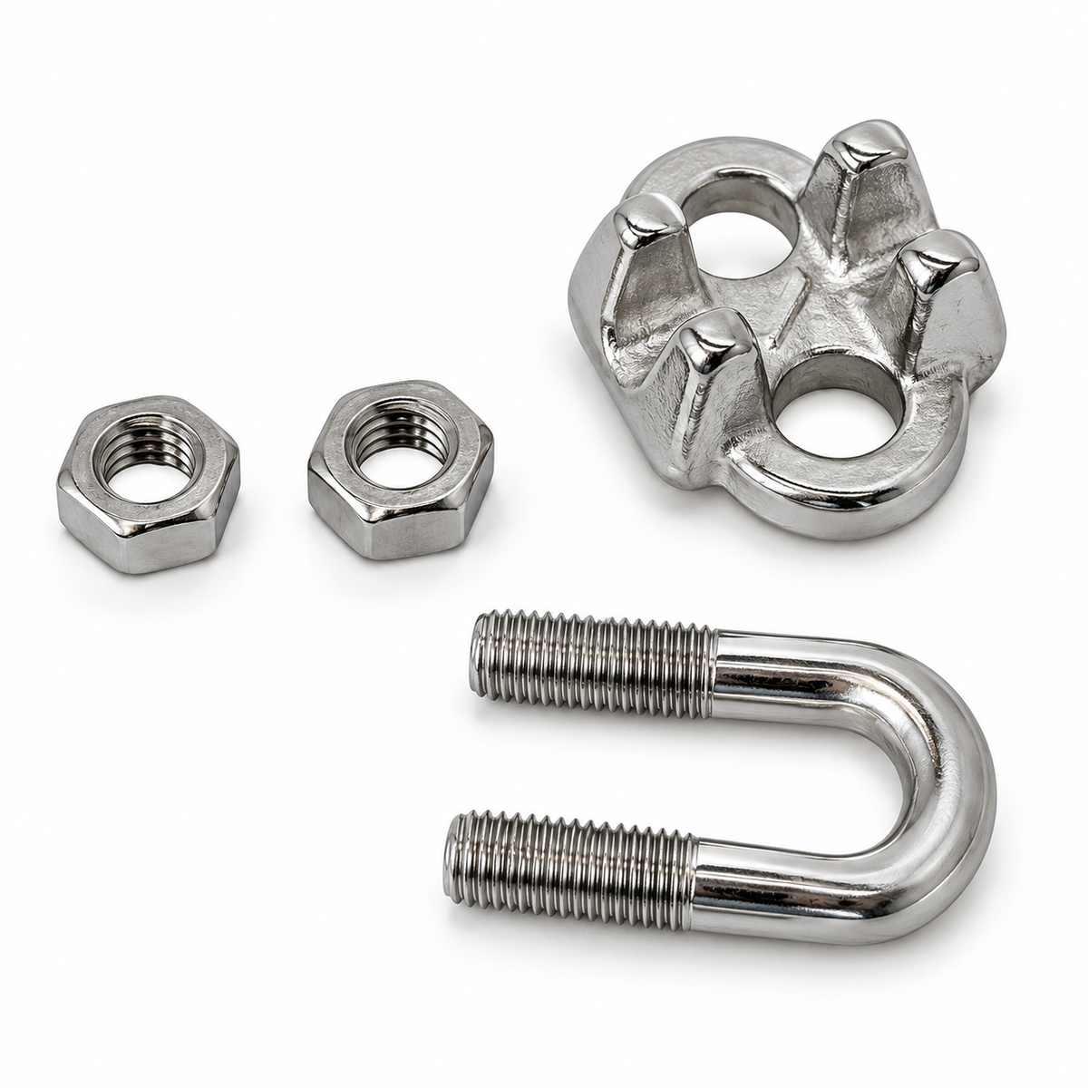 Marine 316 Stainless Steel Heavy Duty Wire Rope Clips, 1/8" to 1" Cable Clamp for Boat, Rigging, and Cable Systems