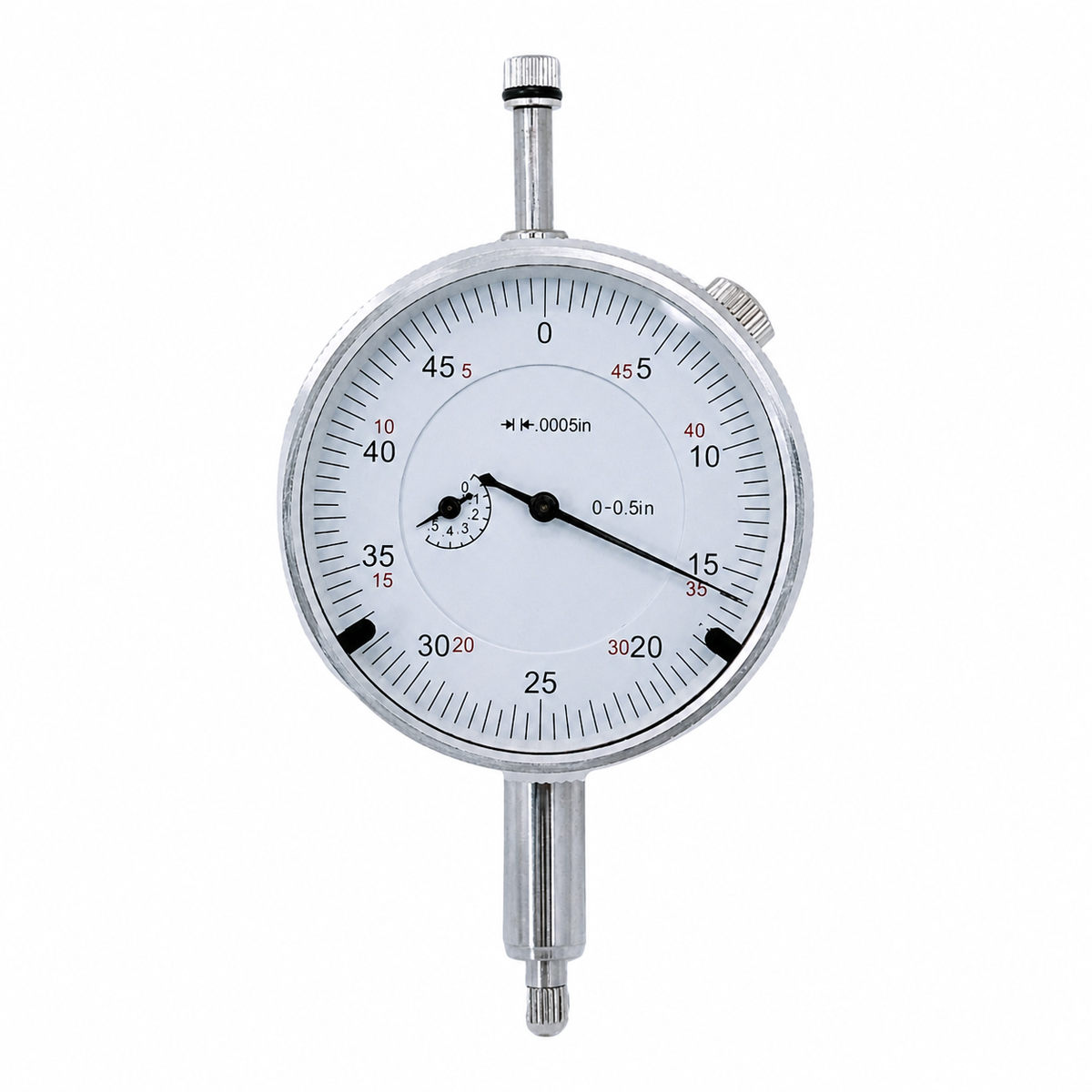 High Precision 0.5"/.0005" Dial Indicator Lug Back Graduation, Changeable Stem