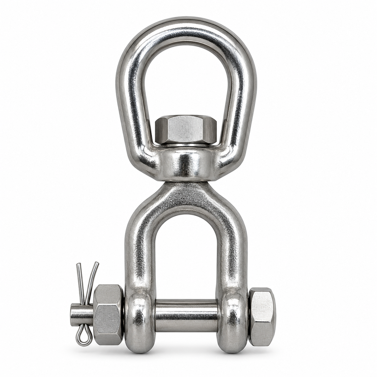 T316 Stainless Steel Drop Forged Mil Spec Jaw & Eye Marine Mooring Swivel, Boat Rigging Connector for Chain, Rope, and Anchor Use