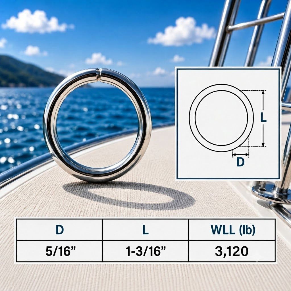 Marine Boat Stainless Steel Round Ring Link, Yacht Rigging Connector Ring for Rope, Chain, Cable, and Deck Hardware