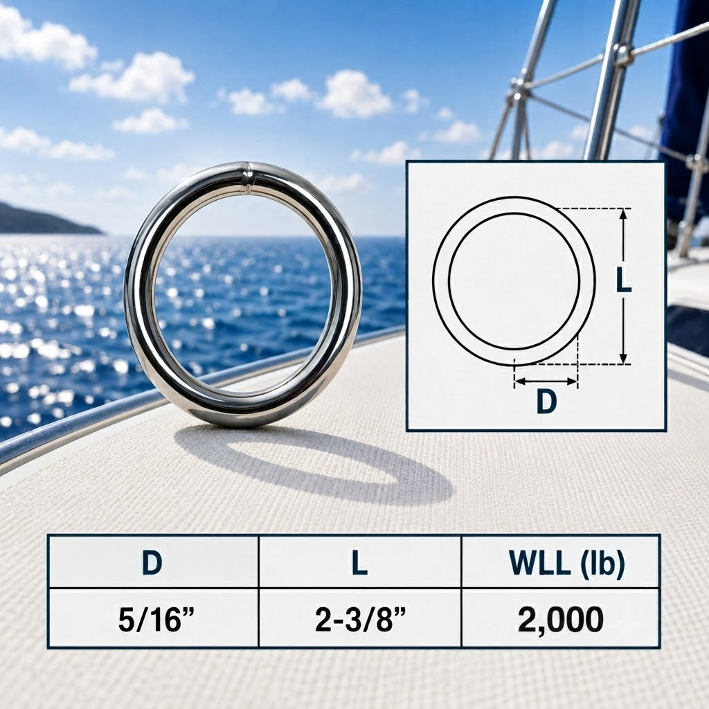 Marine Boat Stainless Steel Round Ring Link, Yacht Rigging Connector Ring for Rope, Chain, Cable, and Deck Hardware