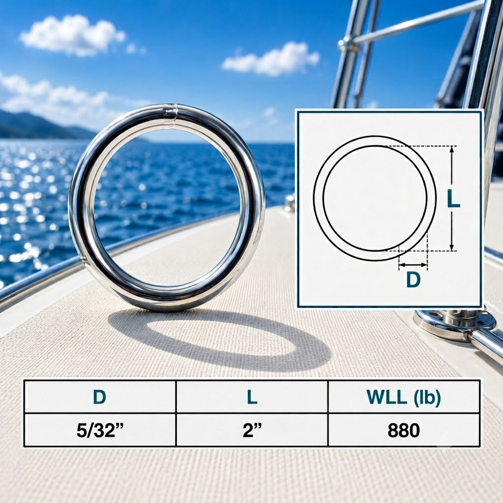 Marine Boat Stainless Steel Round Ring Link, Yacht Rigging Connector Ring for Rope, Chain, Cable, and Deck Hardware