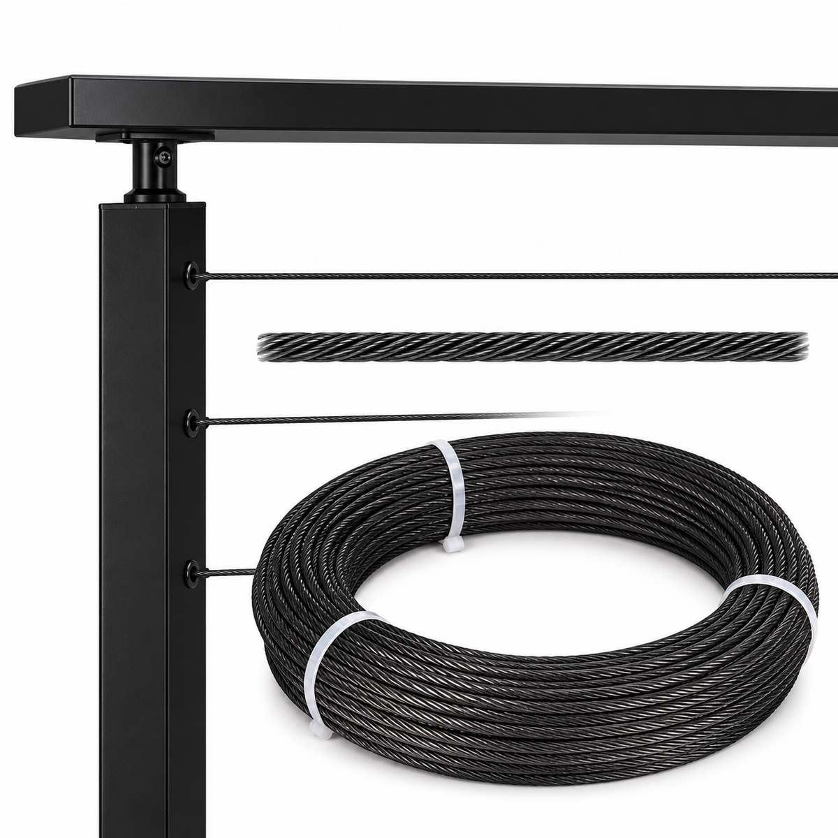 500Ft 316 Stainless Steel Black Oxide 1x19 Construction Cable Wire Rope,1/8", 3/16" Diameter