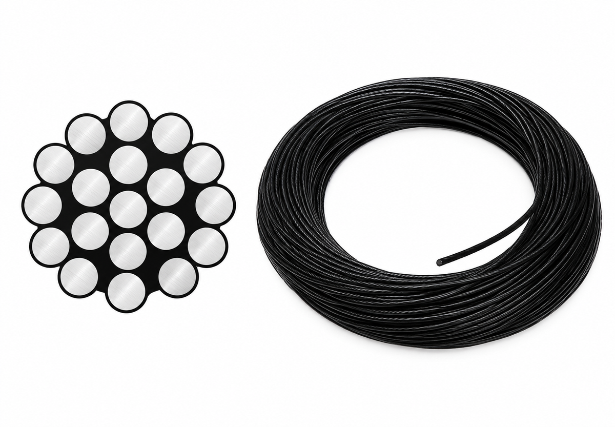 500Ft 316 Stainless Steel Black Oxide 1x19 Construction Cable Wire Rope,1/8", 3/16" Diameter