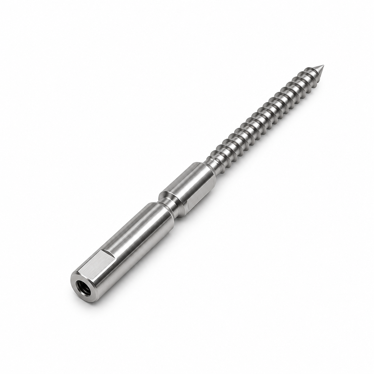 10 Pc Set Marine Stainless Steel Swageless Lag Stud for 1/8" and 3/16" Cable, Wire Rope Terminal Fitting for Deck, Dock, Railing, Rigging