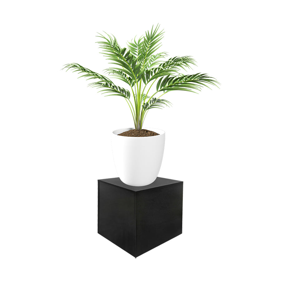 Black 24" High Knockdown Pedestal Display Base | Box Cube Fixture for Retail Stores, Galleries, and Exhibitions | Modern Display Stand for Merchandise, Art & Decor