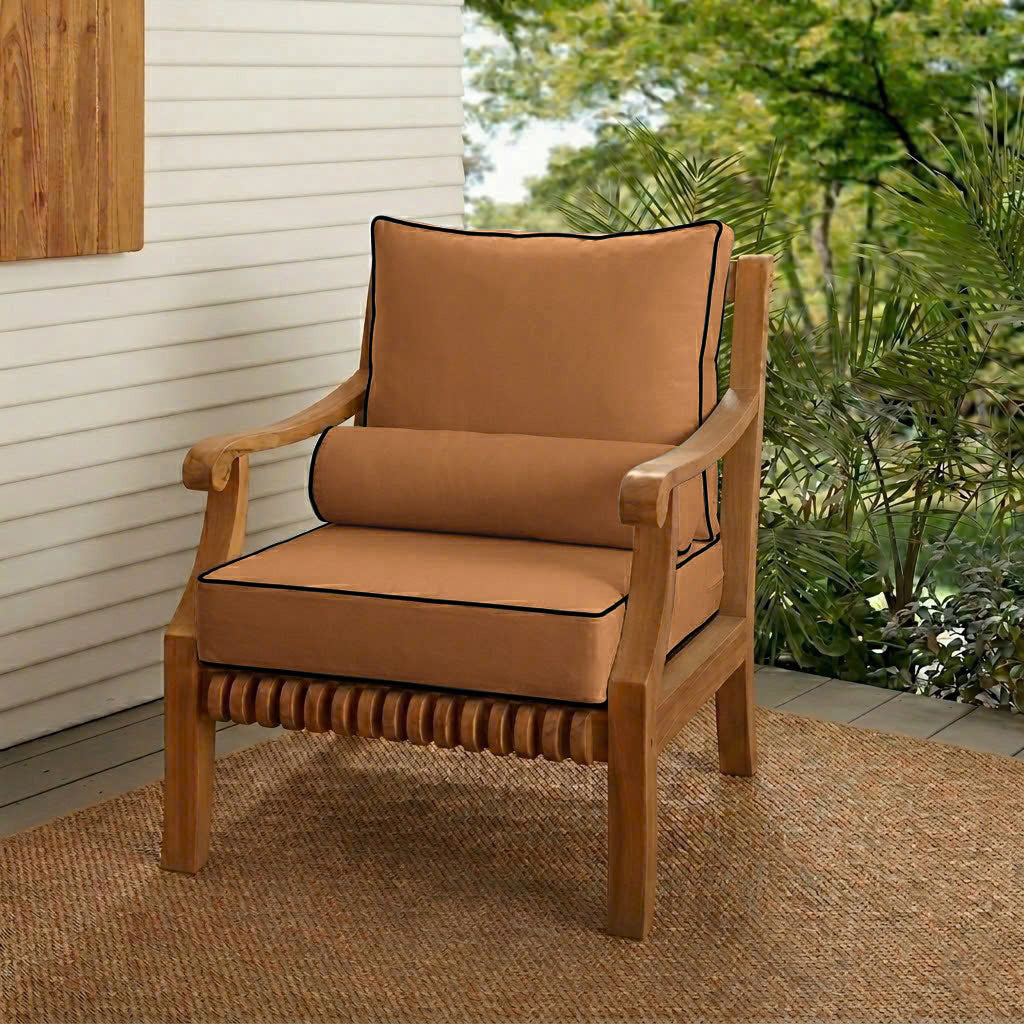 |COVER ONLY| Large Size 26x30x6 Contrast Trim Outdoor Deep Seat Backrest Cushion with Bolster, Water Repellent, Patio Cushion Slipcovers Replacement AD104