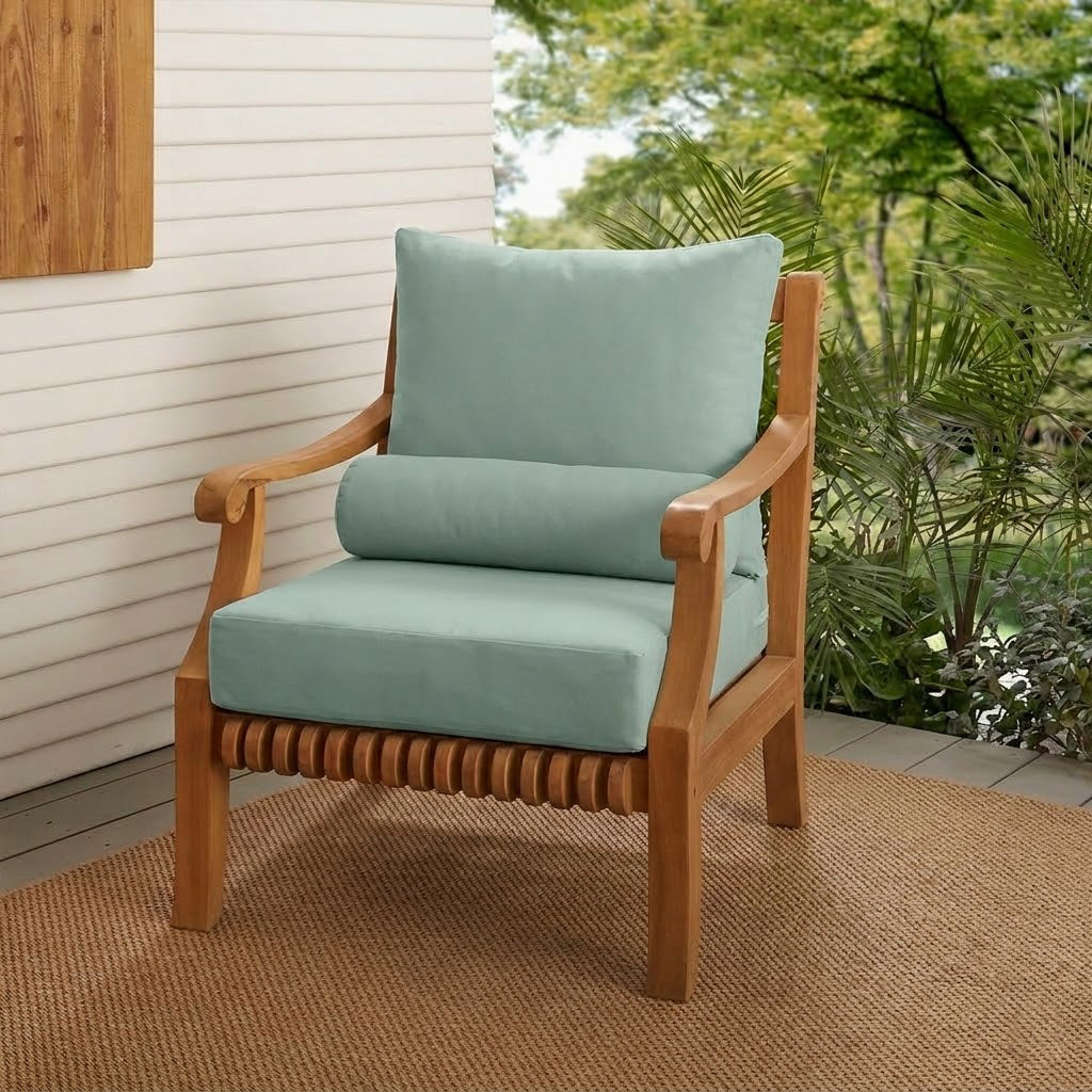 |COVER ONLY| Small Size 23x24x6 Knife Edge Outdoor Deep Seat Backrest Cushion with Bolster, Water Repellent, Patio Cushion Slipcovers Replacement AD002