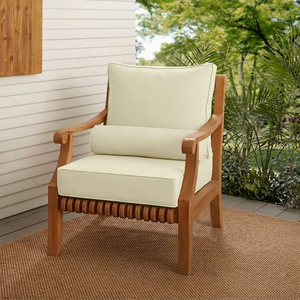 |COVER ONLY| Large Size 26x30x6 Piped Trim Outdoor Deep Seat Backrest Cushion with Bolster, Water Repellent, Patio Cushion Slipcovers Replacement AD005