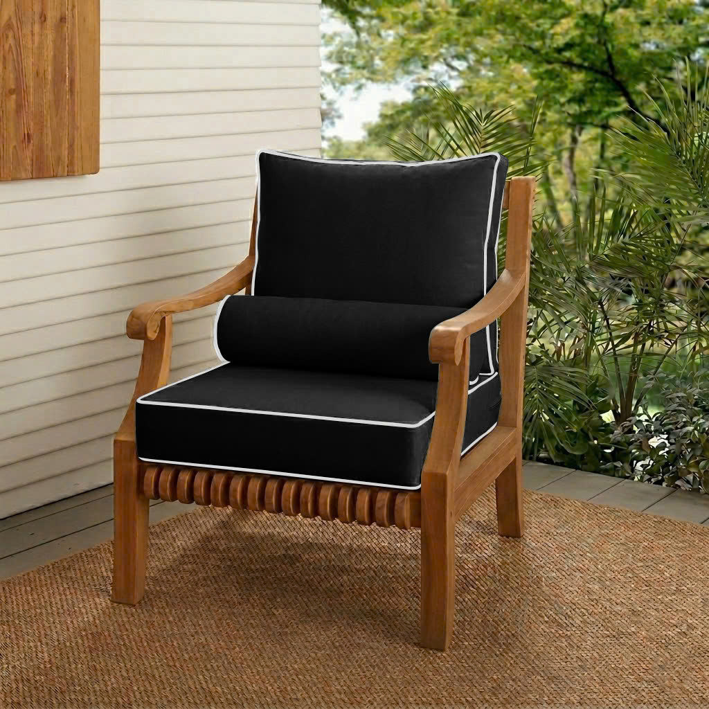 |COVER ONLY| Small Size 23"x24"x6" Outdoor Deep Seat Cushion with Bolster, Water Repellent, Patio Deep Seat Backrest Cushion Bolster Slipcovers Replacement