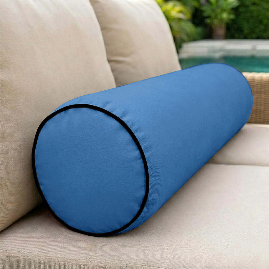 |COVER ONLY| Contrast Trim Large Size 26x6 Outdoor Bolster Pillow Water Repellent Decorative Bolster Pillow for Porch Swing Couch Sofa Cushion Patio Furniture AD102