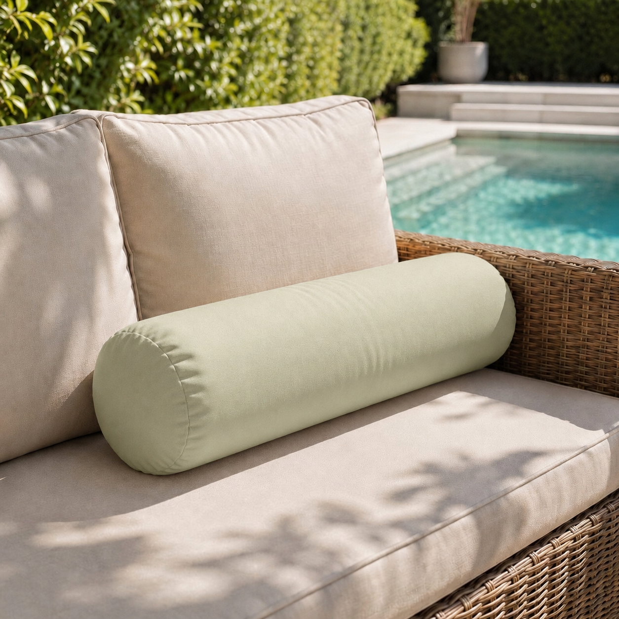 |COVER ONLY| Knife Edge Large Size 26x6 Outdoor Bolster Pillow Water Repellent Decorative Bolster Pillow for Porch Swing Couch Sofa Cushion Patio Furniture AD005