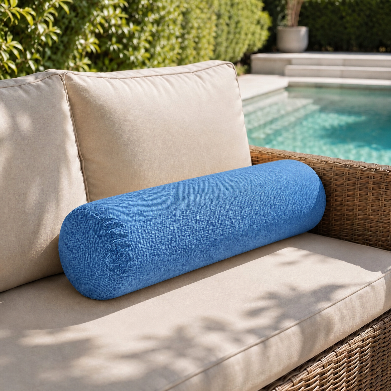 |COVER ONLY| Knife Edge Large Size 26x6 Outdoor Bolster Pillow Water Repellent Decorative Bolster Pillow for Porch Swing Couch Sofa Cushion Patio Furniture AD102