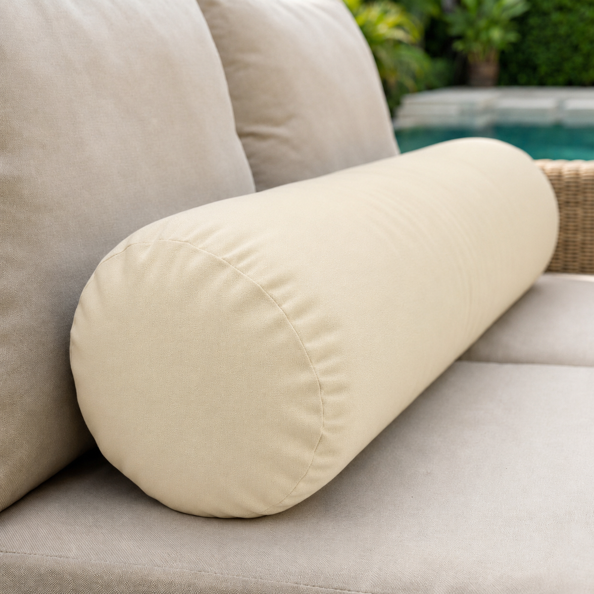 |COVER ONLY| Knife Edge Medium Size 24x6 Outdoor Bolster Pillow Water Repellent Decorative Bolster Pillow for Porch Swing Couch Sofa Cushion Patio Furniture AD103