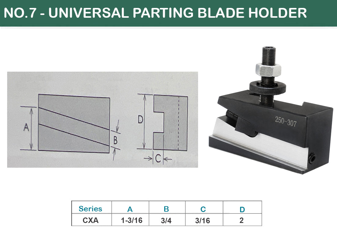 Universal Parting Blade Tool Holder Quick Change #7 Blade Angle Type OXA, AXA, BXA, CXA, CA