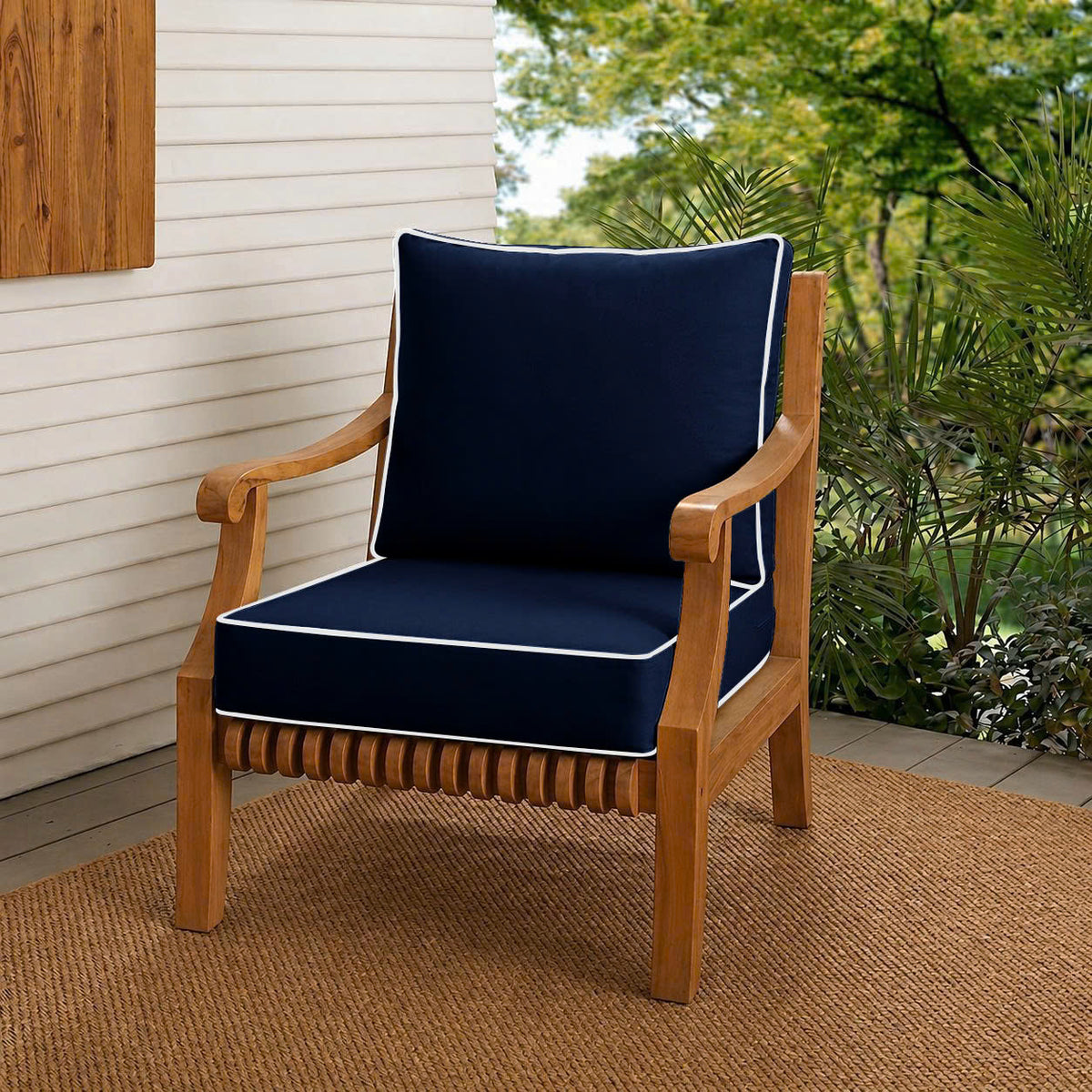 |COVER ONLY| Contrast Trim Outdoor Deep Seat Cushion 23x24x6, Water Repellent, Patio Furniture Patio Cushion Slipcovers Replacement Seat Cushion Covers AD101
