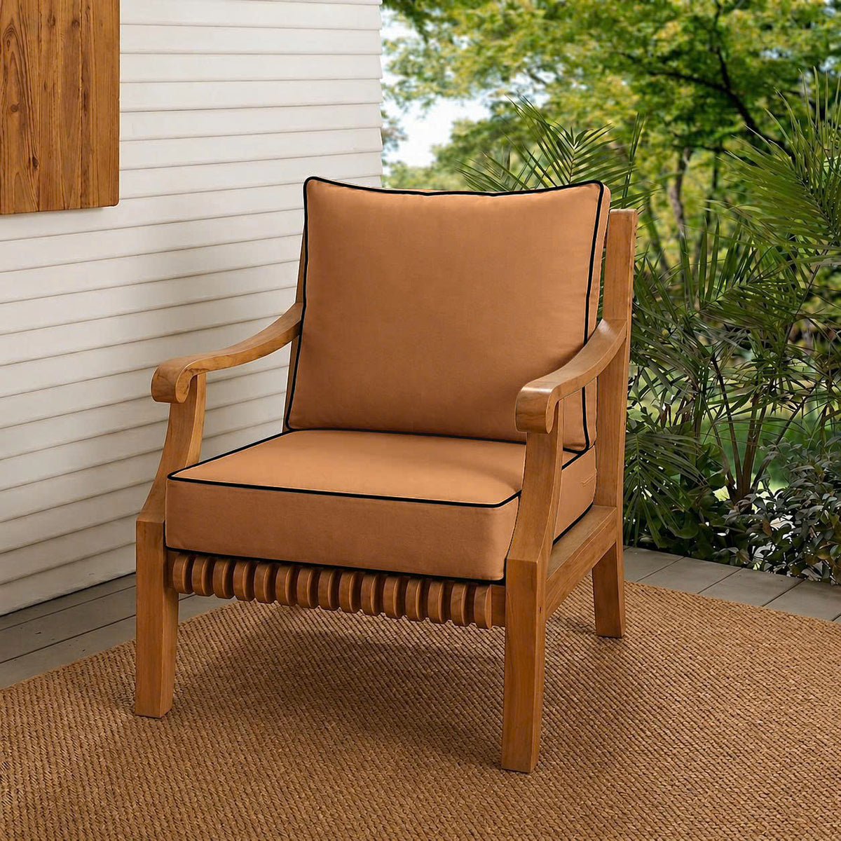 |COVER ONLY| Contrast Trim Outdoor Deep Seat Cushion 23x24x6, Water Repellent, Patio Furniture Patio Cushion Slipcovers Replacement Seat Cushion Covers AD104