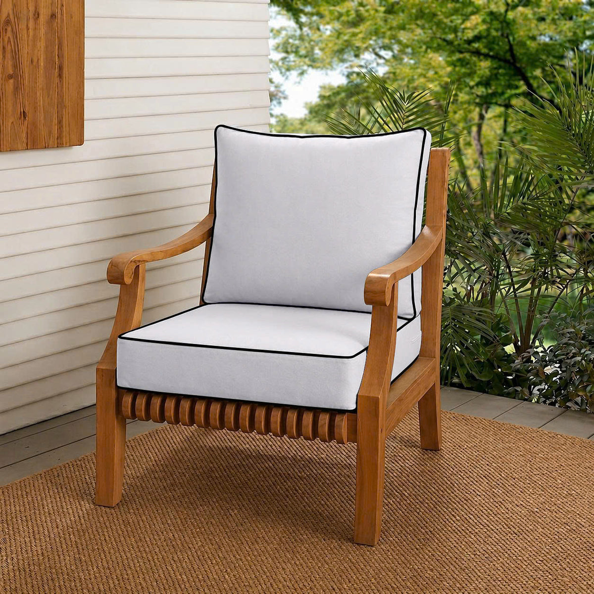 |COVER ONLY| Contrast Trim Outdoor Deep Seat Cushion 26x30x6, Water Repellent, Patio Furniture Patio Cushion Slipcovers Replacement Seat Cushion Covers AD105