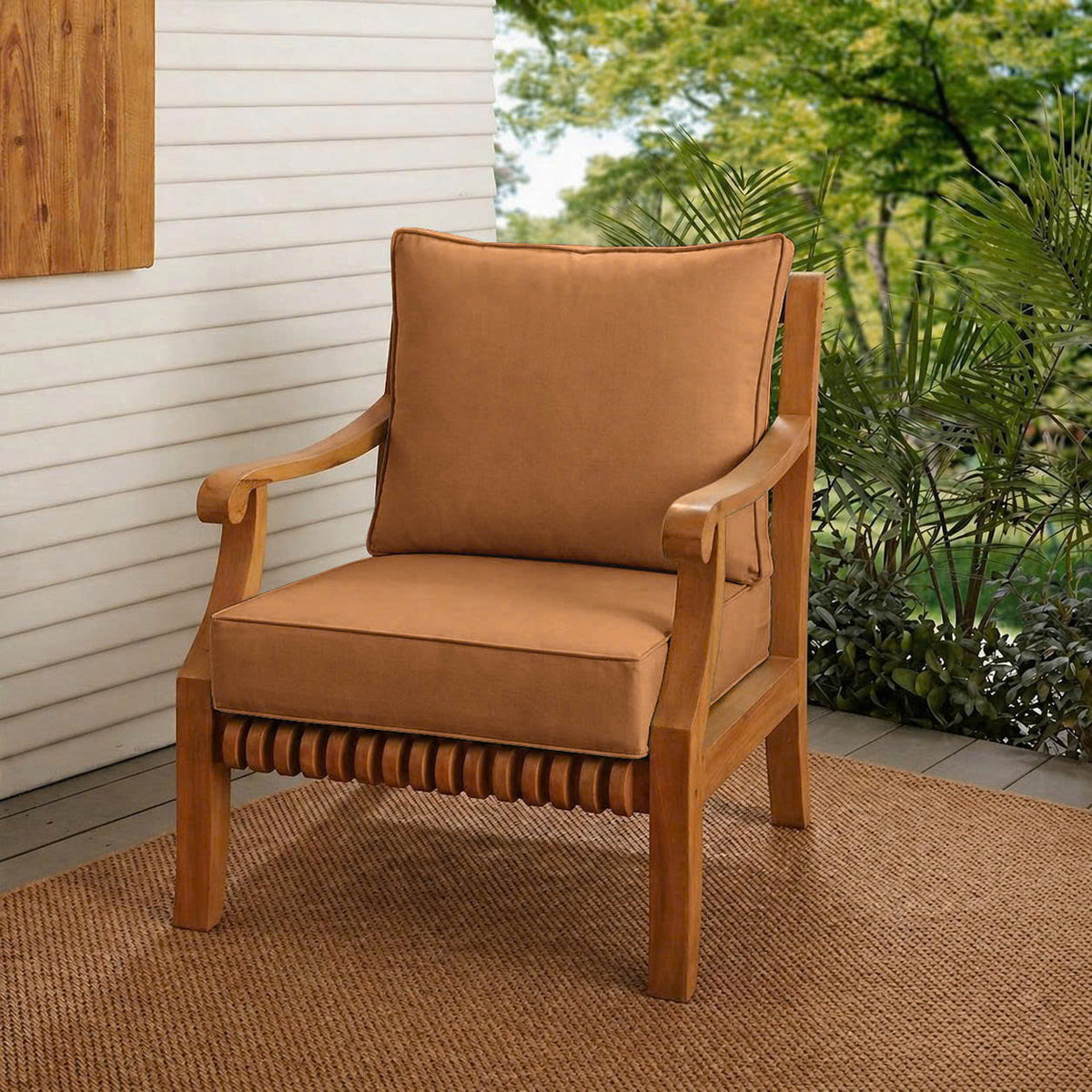 Piped Trim Large Size 26"x30"x6" Outdoor Deep Seat Cushion, Water Repellent, Patio Deep Seat Backrest Cushion Insert & Cover Set AD104