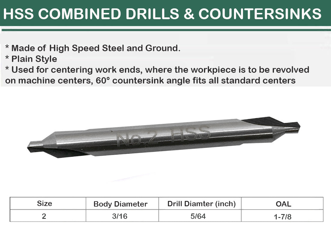 5 Pc Set HSS Center Drill 60 Degree Combined Countersink Bits Drilling(#1 to #6)