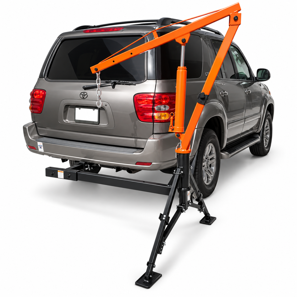 1,000 LB Hydraulic Pickup Truck Crane 2" Hitch Mount Swivel Hoist Lift Portable Tow Truck Jib Crane for Loading Engines, Cargo & Equipment