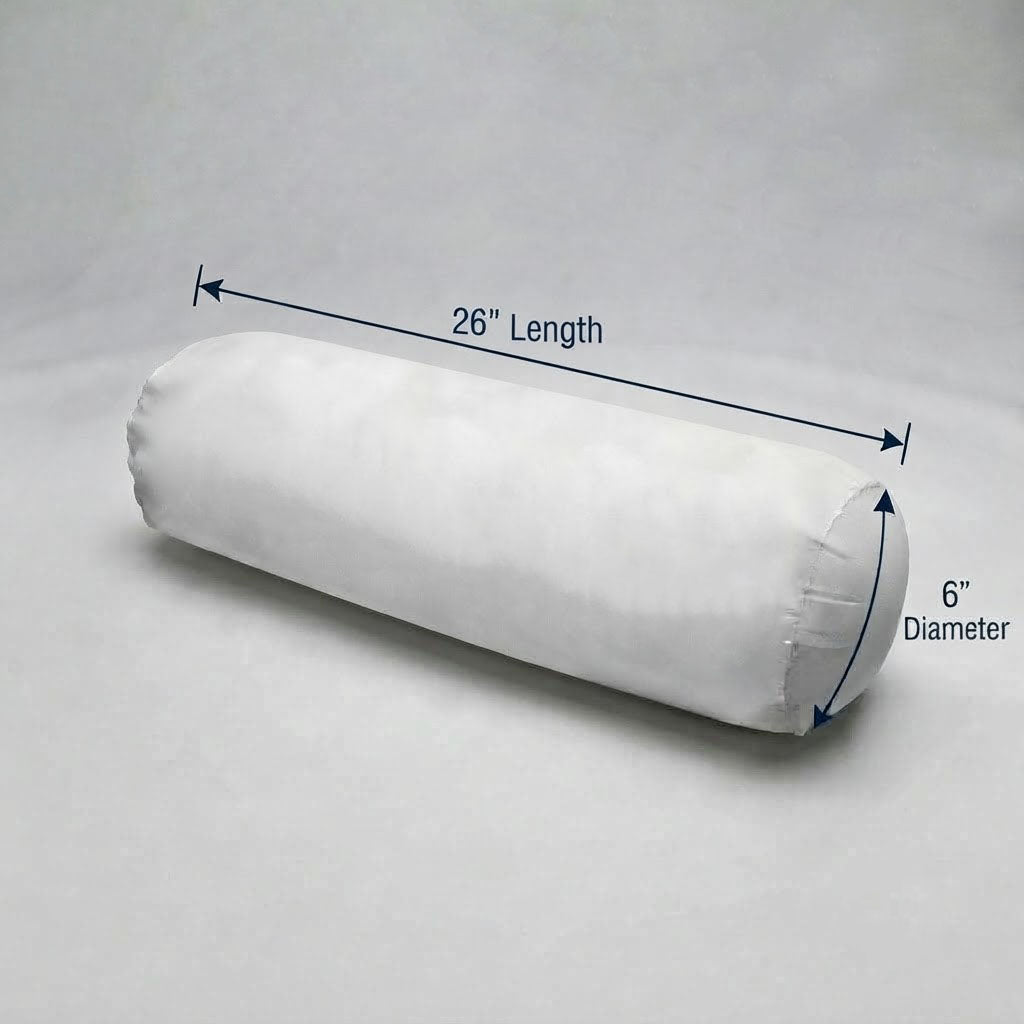 Outdoor Round Long Bolster Pillow Insert, Polyester FiberFill Replacement Cushion for Porch Swing, Couch, Sofa, Patio, and Bench