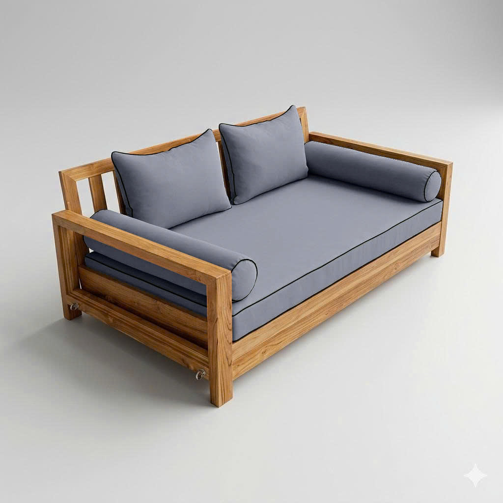 Style4 Twin-XL Size 5PC Contrast Pipe Outdoor Daybed Mattress Cushion Bolster Pillow Slip Cover Complete Set AD001