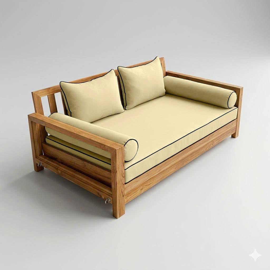 Style4 Full Size 5PC Contrast Pipe Outdoor Daybed Mattress Cushion Bolster Pillow Slip Cover Complete Set AD103