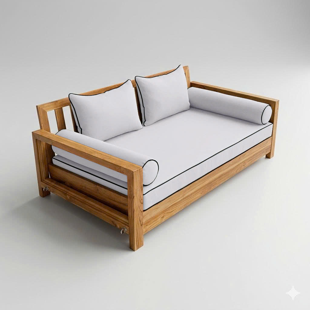 Style4 Twin-XL Size 5PC Contrast Pipe Outdoor Daybed Mattress Cushion Bolster Pillow Slip Cover Complete Set AD105
