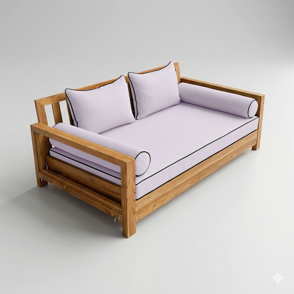 Style4 Full Size 5PC Contrast Pipe Outdoor Daybed Mattress Cushion Bolster Pillow Slip Cover Complete Set AD107