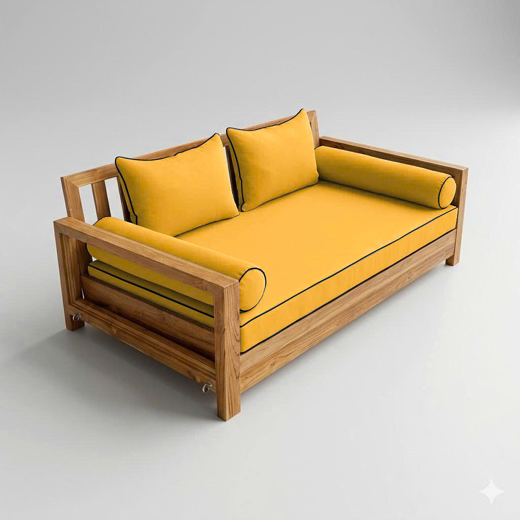 Style4 Twin-XL Size 5PC Contrast Pipe Outdoor Daybed Mattress Cushion Bolster Pillow Slip Cover Complete Set AD108
