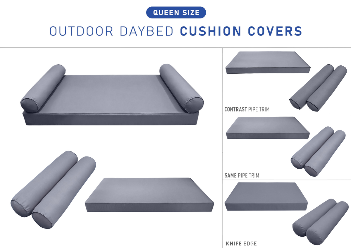 STYLE 5 - Mattress & Bolster Pillow for Outdoor Indoor Daybed Porch Swing Bed Queen Size | COVERS ONLY |
