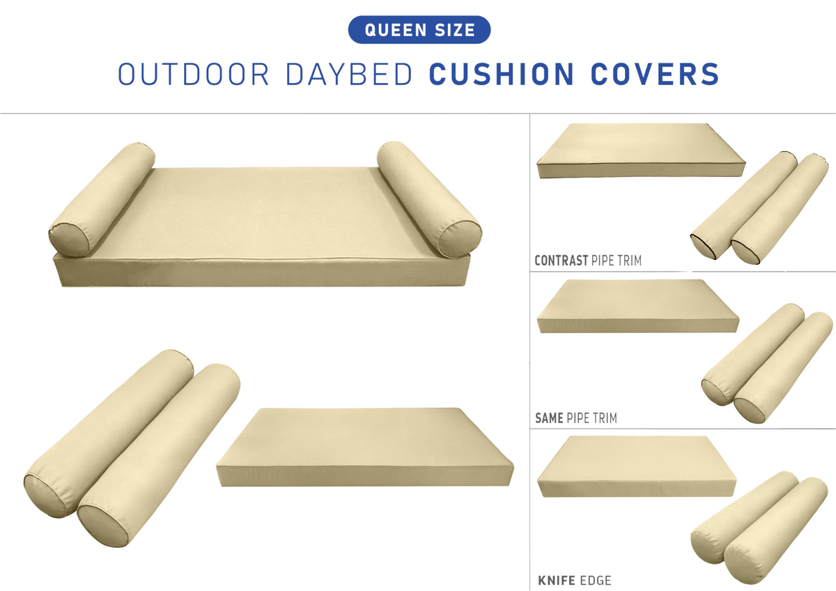 STYLE 5 - Mattress & Bolster Pillow for Outdoor Indoor Daybed Porch Swing Bed Queen Size | COVERS ONLY |